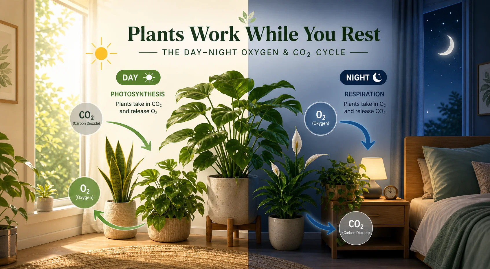 植物呼吸作用揭秘：卧室放花真的会和人抢氧气吗？
