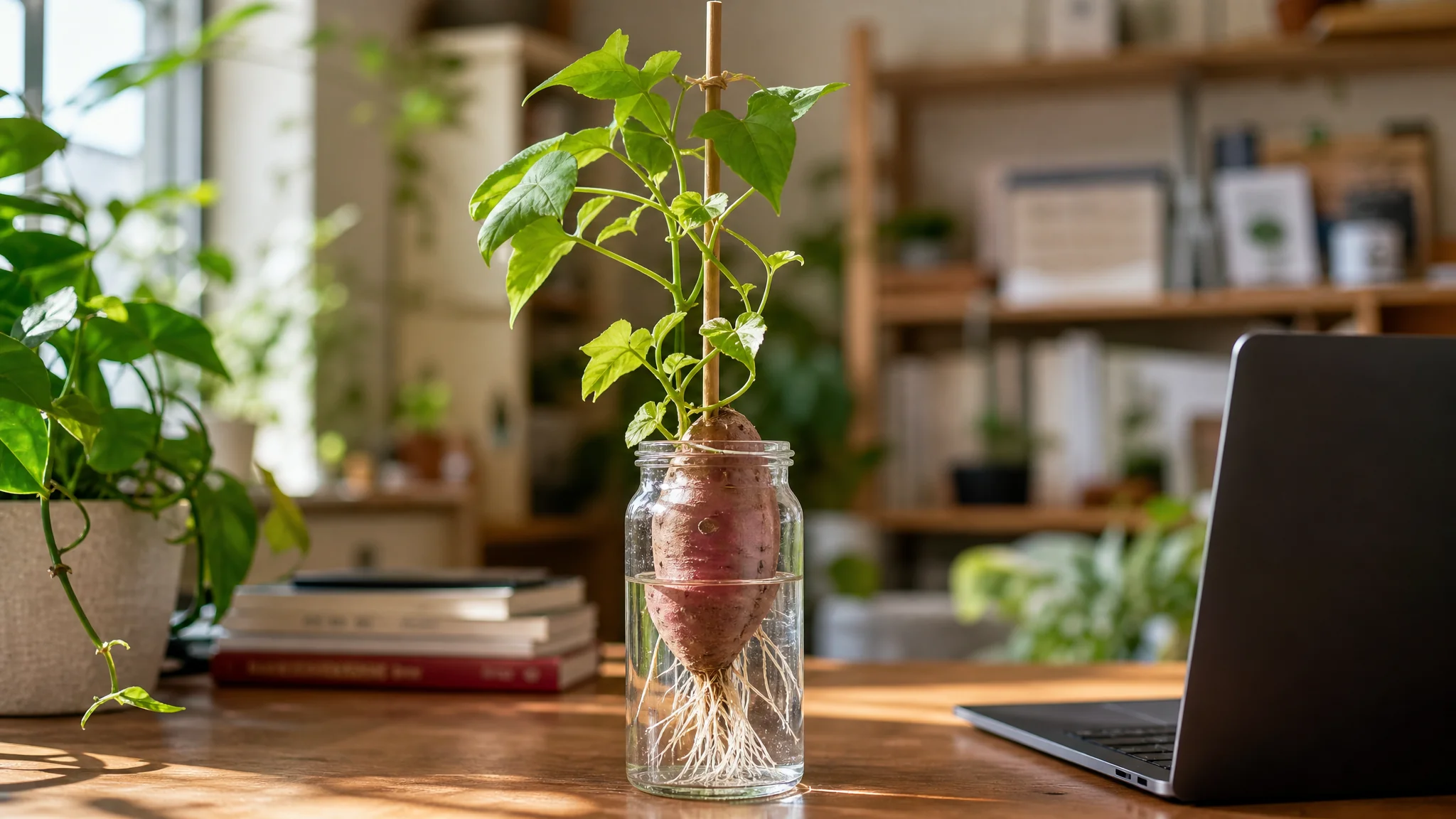 红薯绿植怎么水培？办公桌免费的绿意