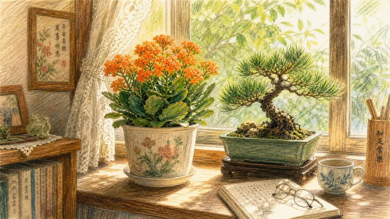 送老人的绿植怎么选？长寿花、松柏盆景、龟背竹的寓意组合和省心养法