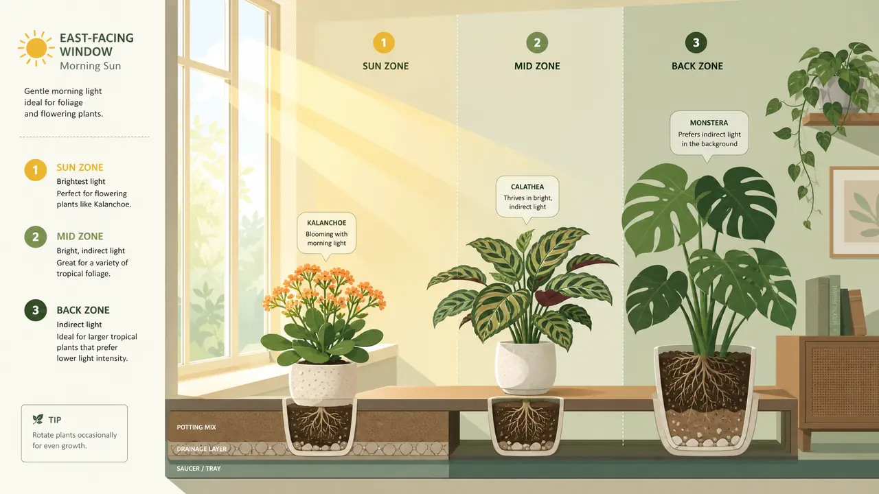 朝东绿植怎么摆？上午斜阳窗台的开花观叶分区方案