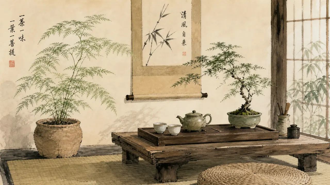 绿植茶室怎么配？雅气香气低维护三维度选型与茶席搭配