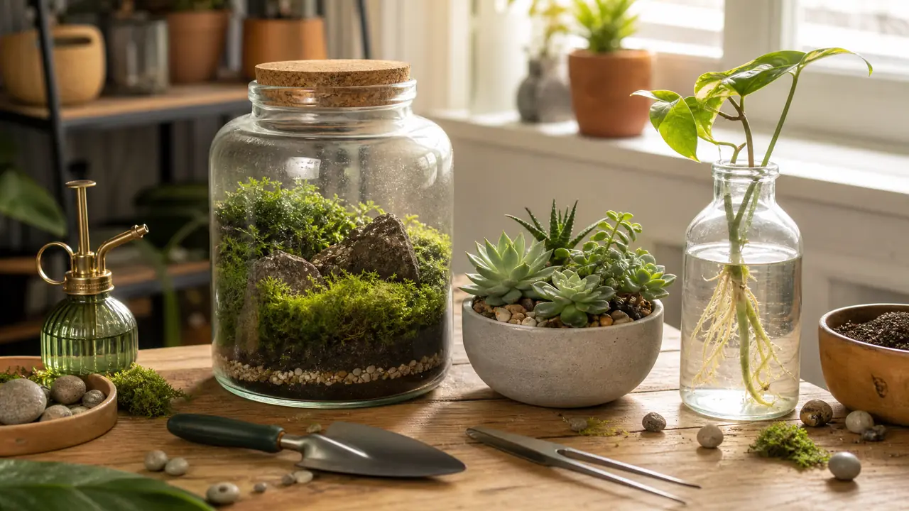 绿植制作入门：苔藓瓶、组合盆栽和水培瓶在家怎么做