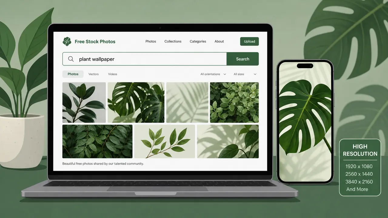 绿植手机壁纸哪里找：免费图库英文搜索词和防糊下载指南