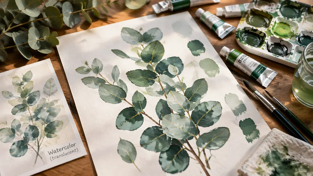 水粉绿植怎么画：和水彩的区别、干湿画法选择与新手避坑
