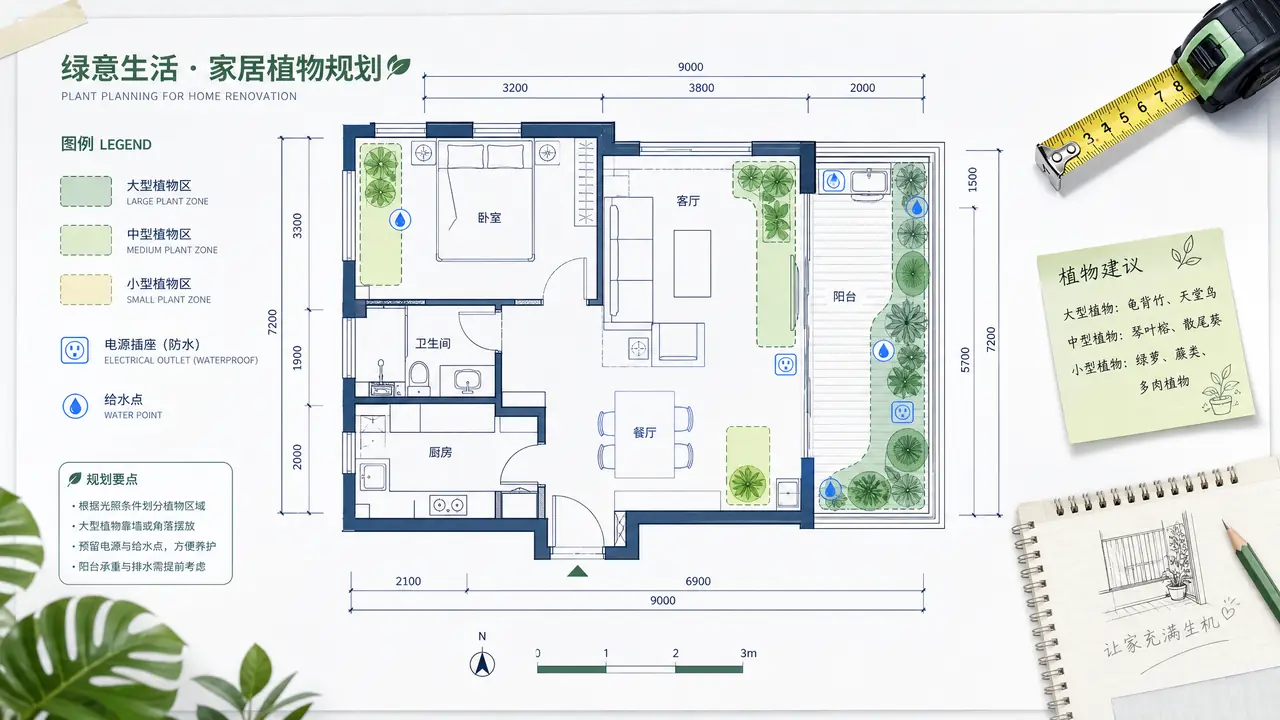 绿植规划要赶在装修时：水电、承重、光照、收纳一次留对