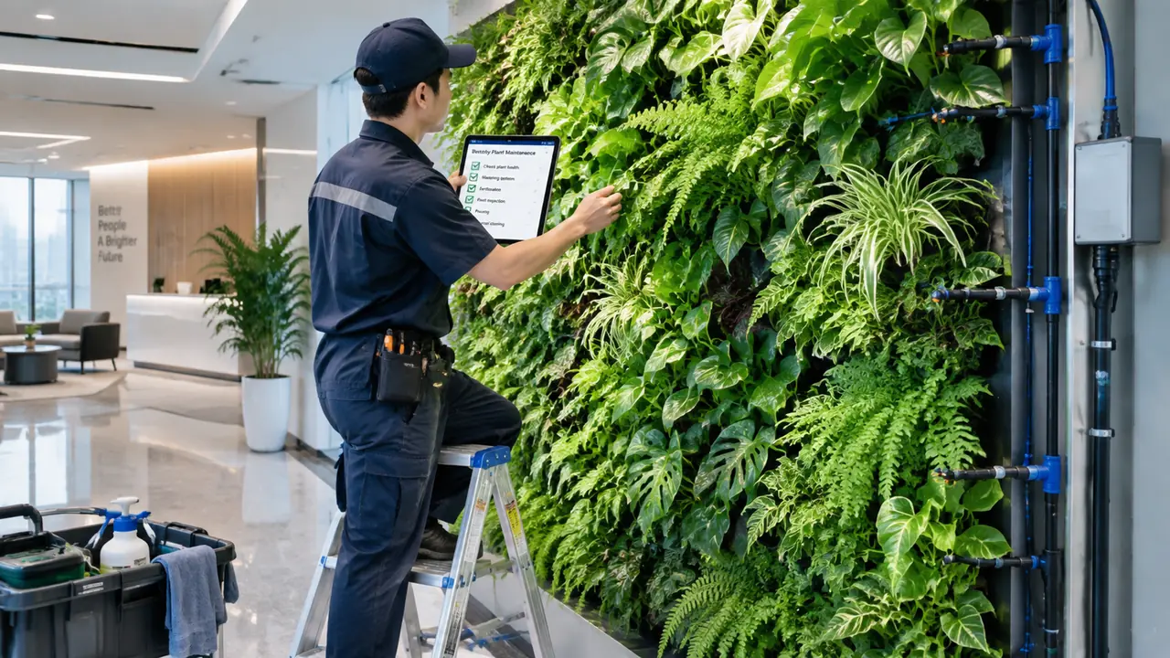 办公室绿植墙运维指南：月度维护清单与三个月衰败实录