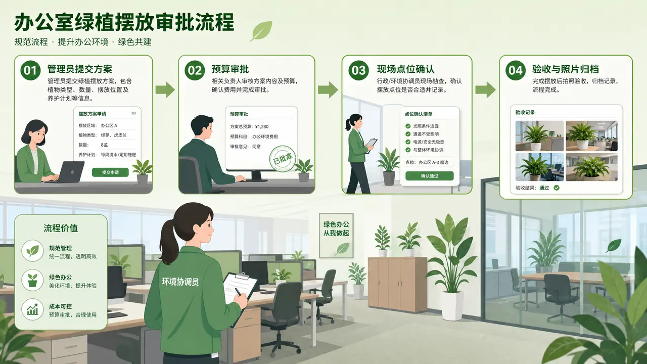 公司摆放绿植的审批与落位流程：行政从头跑到尾的走法