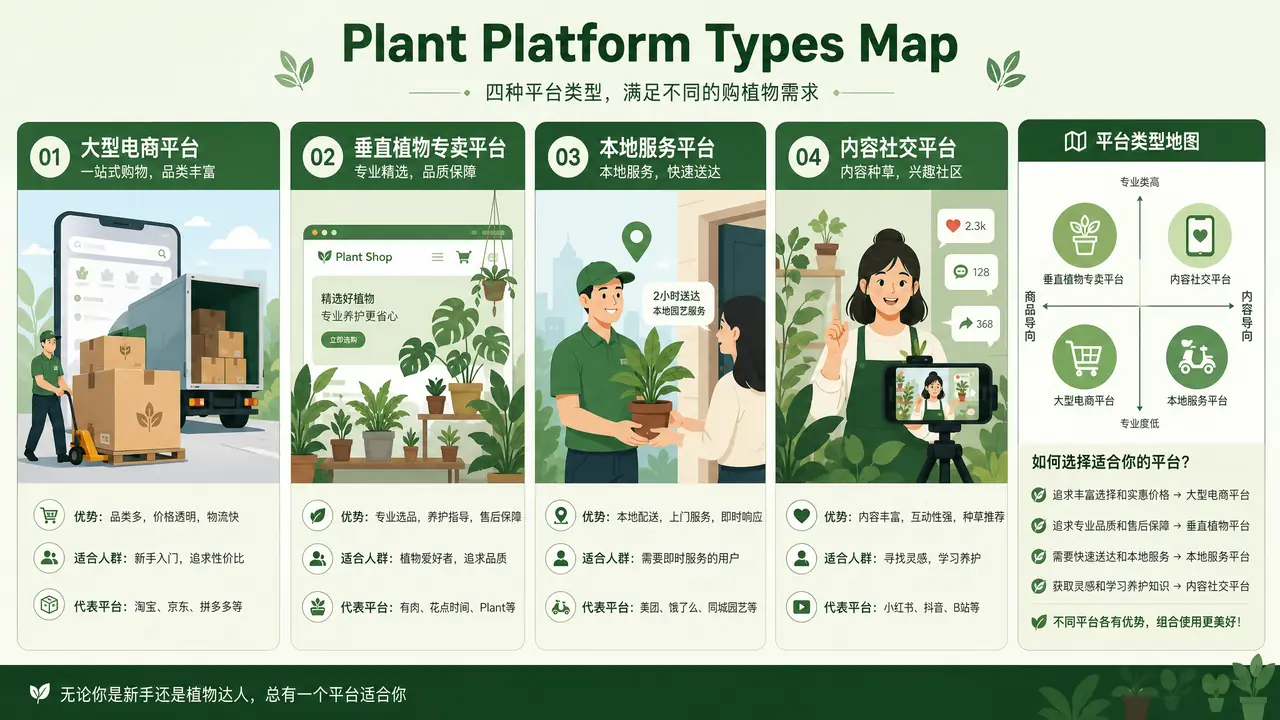 绿植平台类型地图：四类平台各适合买什么，各自的坑在哪