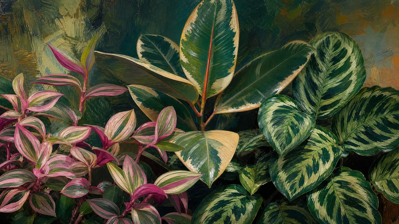 油画绿植盘点：常见锦斑品种的娇气程度、光照关系与保色养护分寸