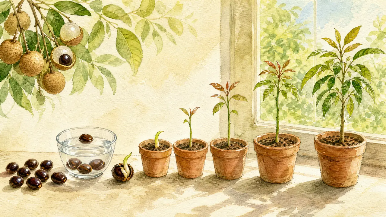 龙眼绿植盆栽怎么种？吃剩的八颗核从泡水到出苗的全记录