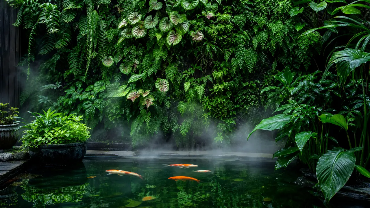 绿植墙鱼池怎么组合设计？水汽养墙、溅水毁墙，两面账一起算