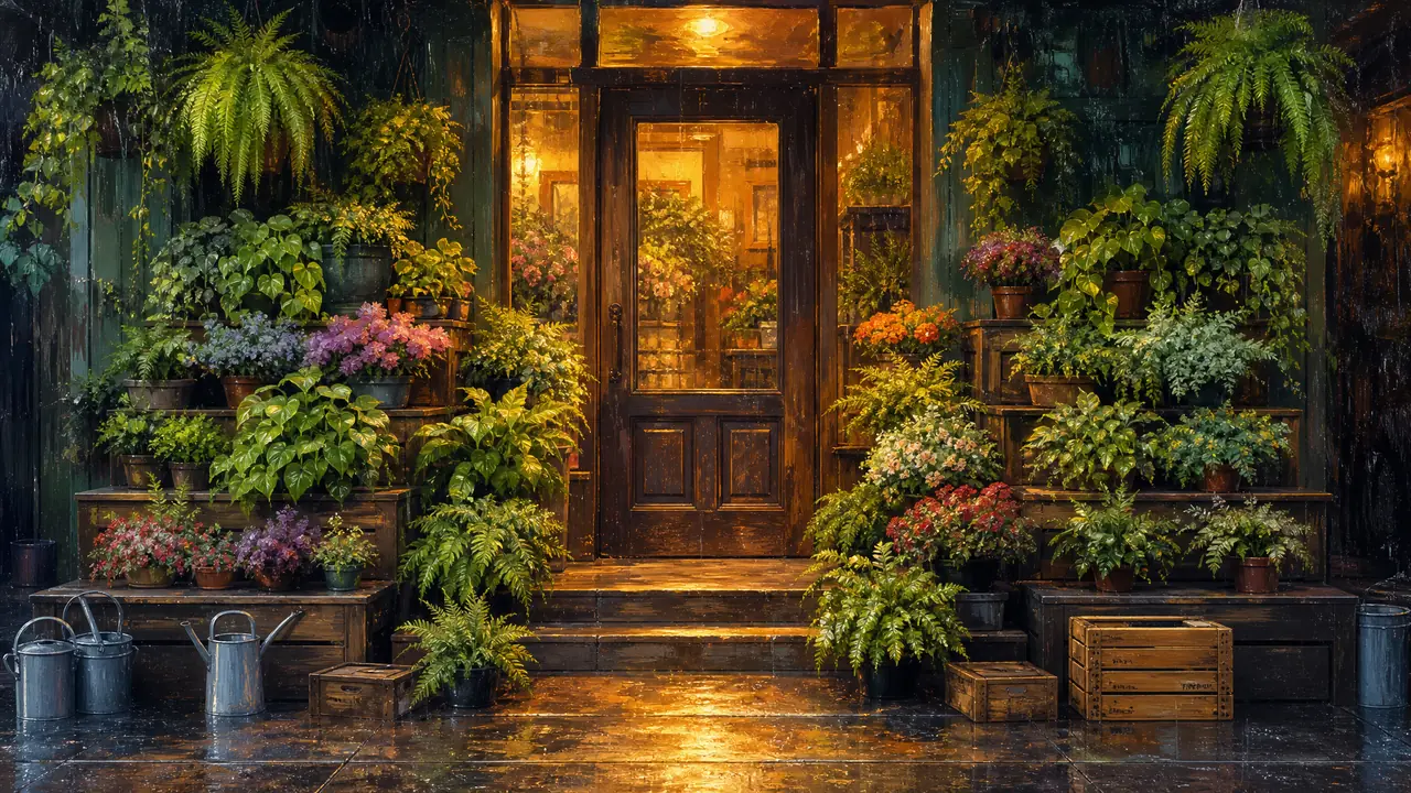 门头绿植陈列怎么做？门口两侧阶梯摆法与雨天收货流程全记录