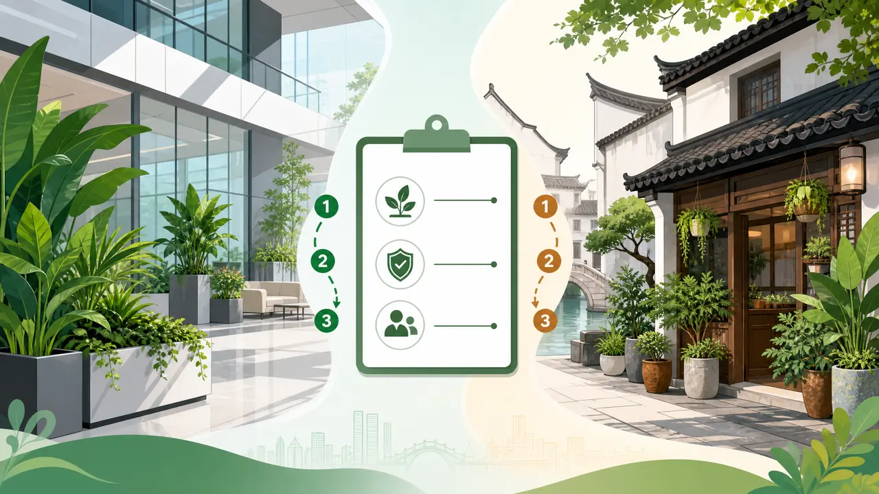 苏州绿植租赁公司怎么挑？园区写字楼和古城区商铺的筛选流程