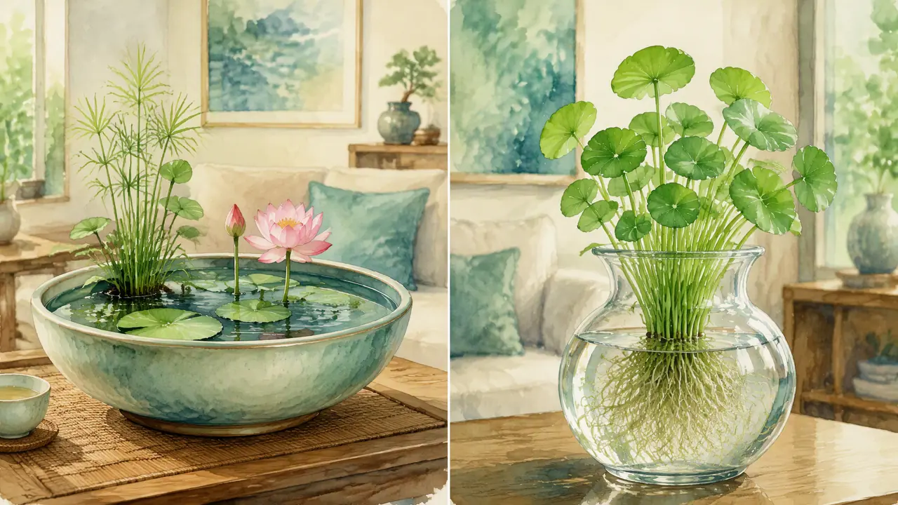 客厅水生绿植怎么养？水景盆和水培的区别、碗莲的门槛与两个可行方案